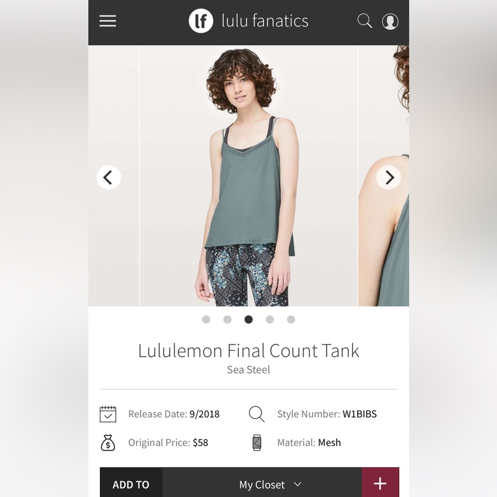 Lululemon Final Count Tank size 8 NWT